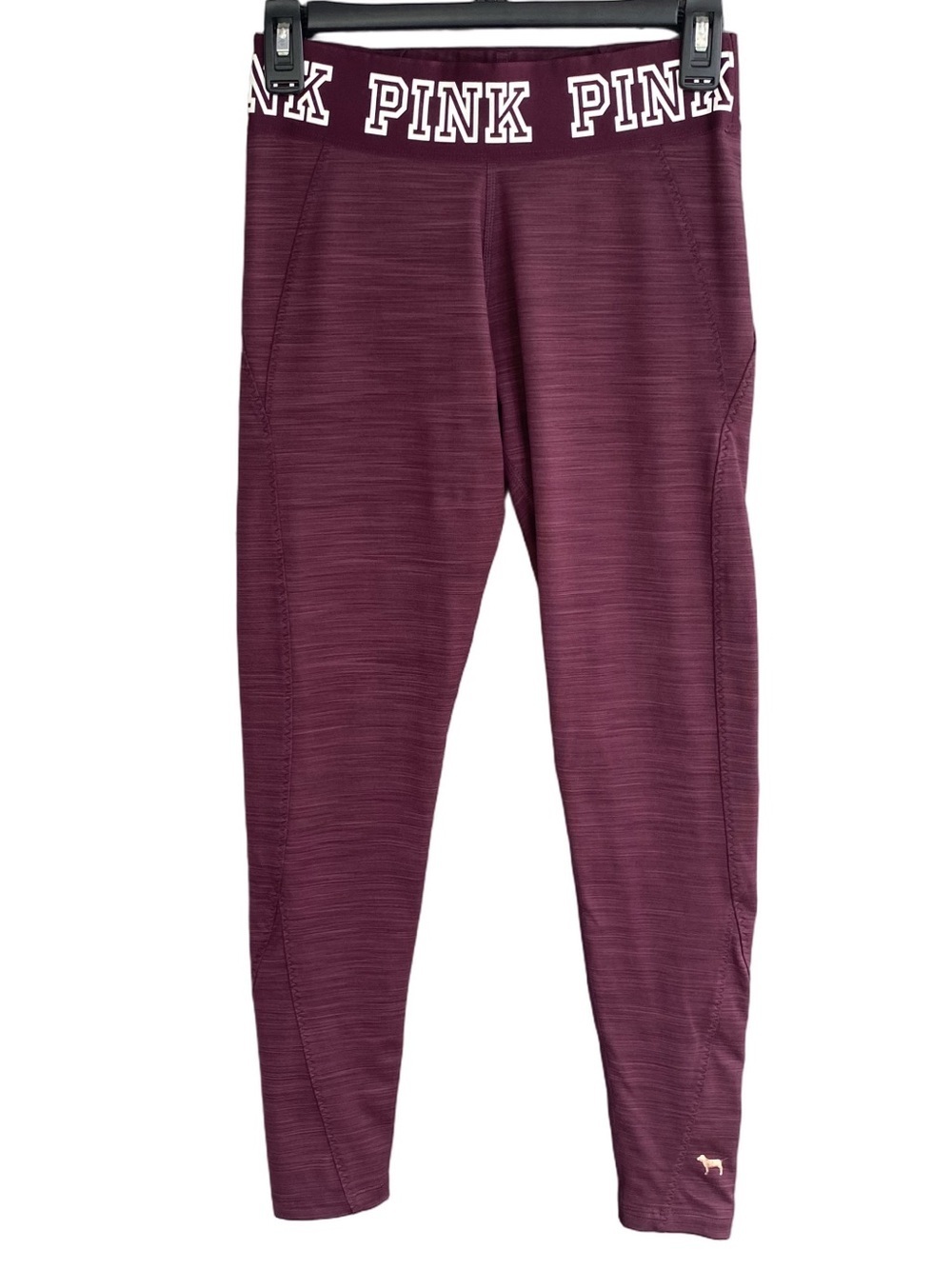PINK Victoria's Secret Leggings Performance Plum Marl White Logo Women Size S/P